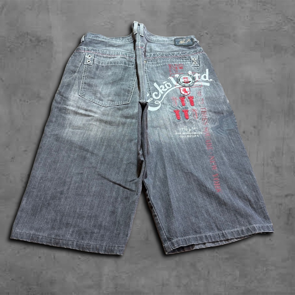 Y2K Baggy Wide Leg Black Wash Ecko Unltd Skater Raver Jeans